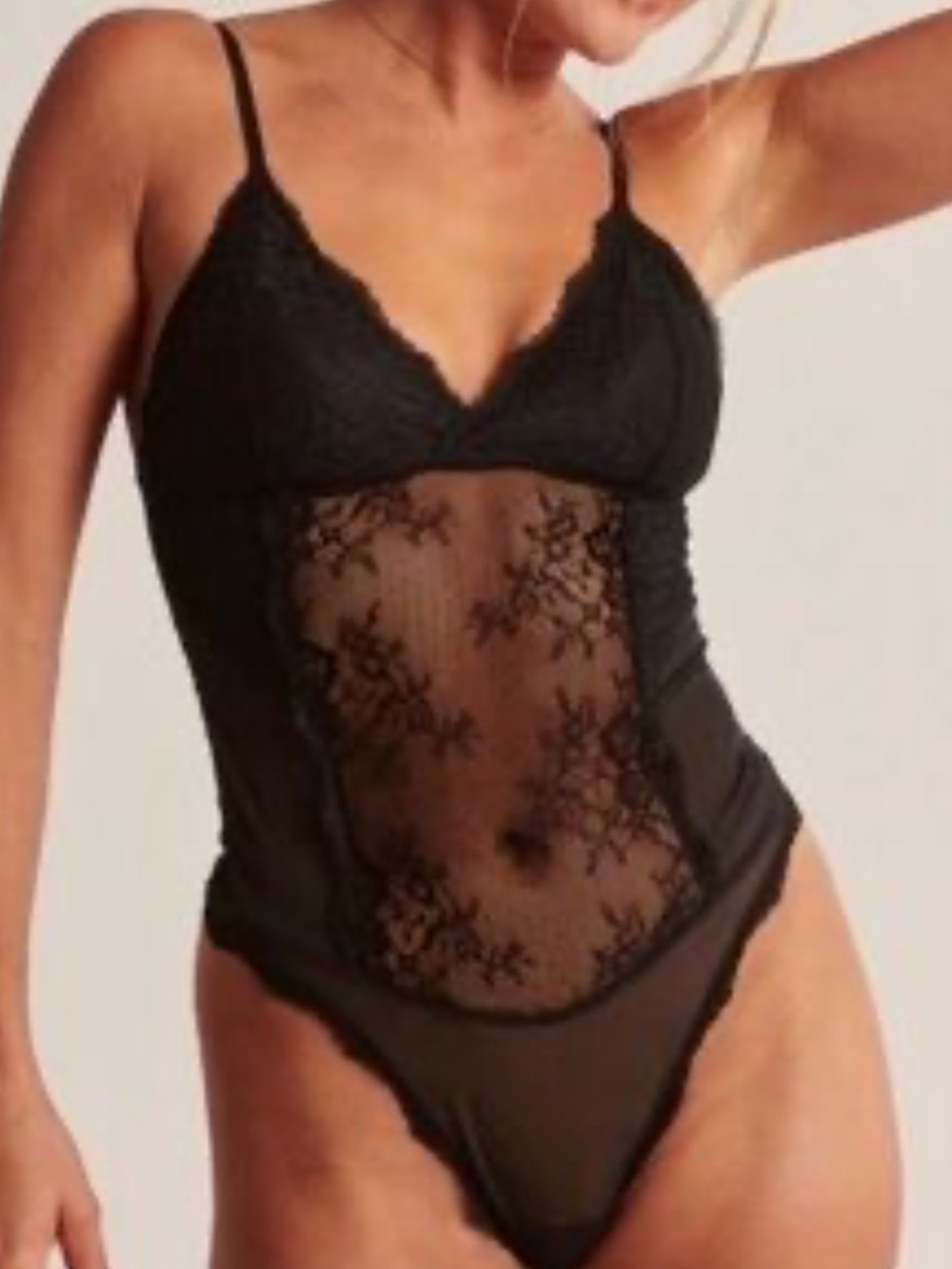 abercrombie and fitch Black Lace Mesh Bodysuit
